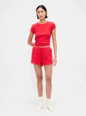 Short de pyjama en maille gaufrée