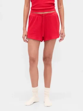 Short de pyjama en maille gaufrée