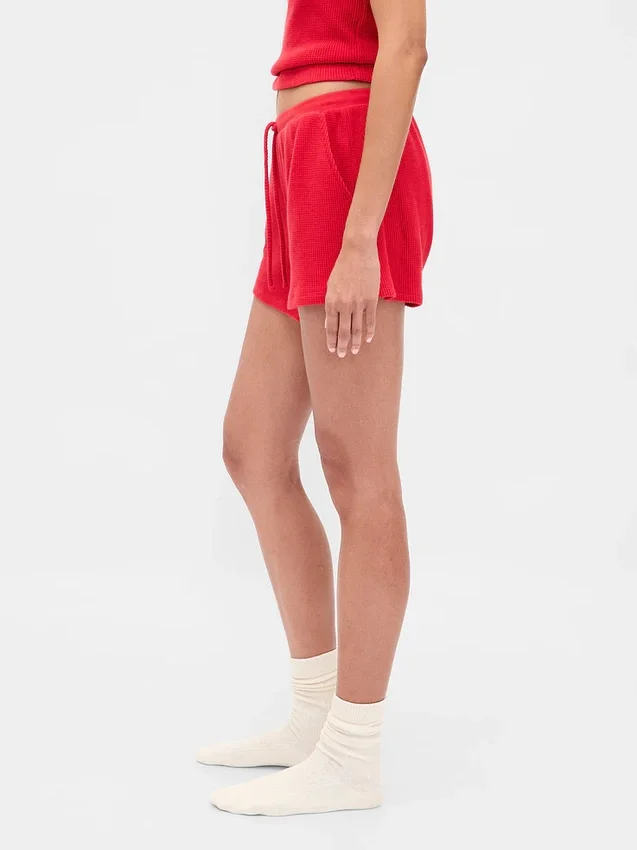 Short de pyjama en maille gaufrée