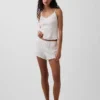 Short de pyjama en maille pointelle à ourlet festonné
