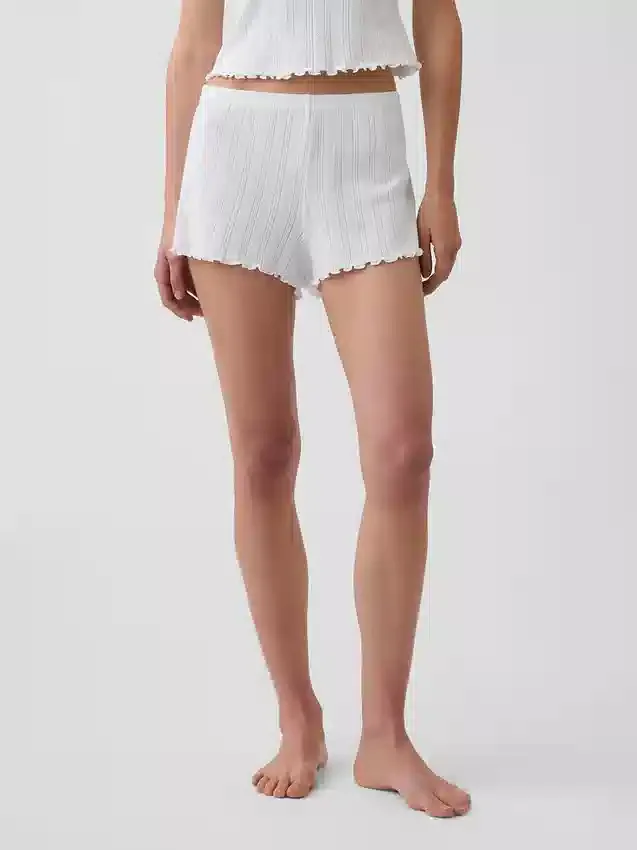 Short de pyjama en maille pointelle à ourlet festonné