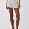 Short de pyjama en maille pointelle à ourlet festonné