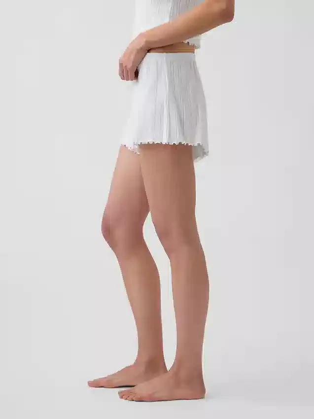 Short de pyjama en maille pointelle à ourlet festonné