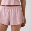 Short de pyjama en maille pointelle à ourlet festonné