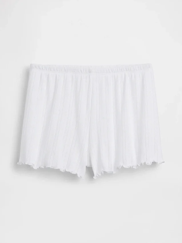 Short de pyjama en maille pointelle à ourlet festonné