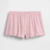 Short de pyjama en maille pointelle à ourlet festonné