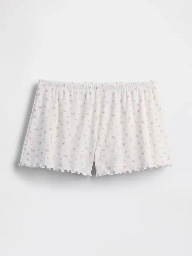 Short de pyjama en maille pointelle à ourlet festonné