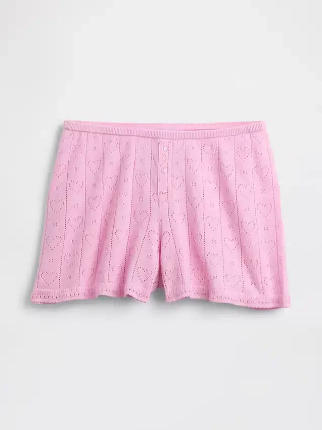 Short de pyjama léger en CashSoft Pointelle à motif de cœurs