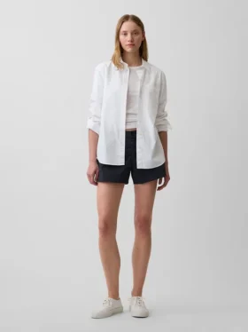 Short kaki à taille mi-haute