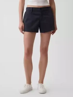 Short kaki à taille mi-haute
