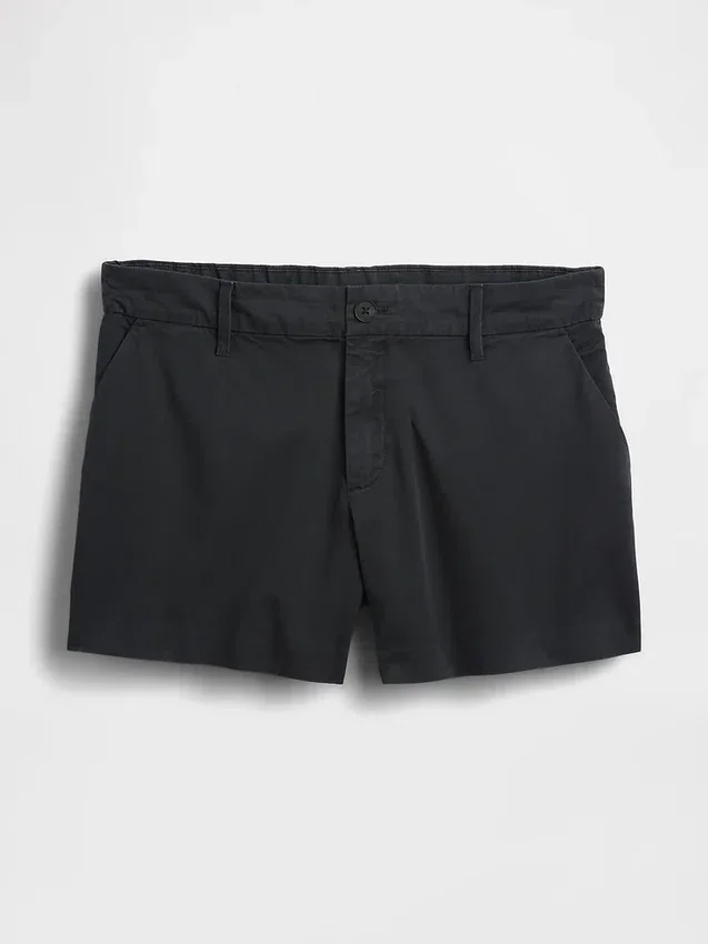 Short kaki à taille mi-haute