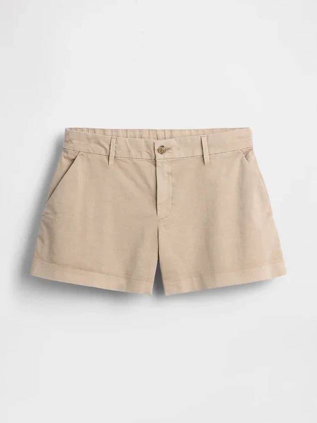 Short kaki à taille mi-haute