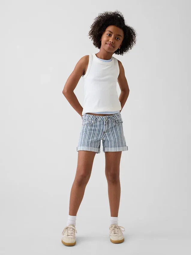 Short midi en denim rayé pour enfant