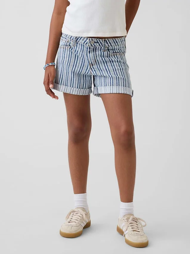 Short midi en denim rayé pour enfant