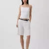 Short-shorts taille basse en mélange de lin, 9"