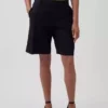 Short-shorts taille basse en mélange de lin, 9"