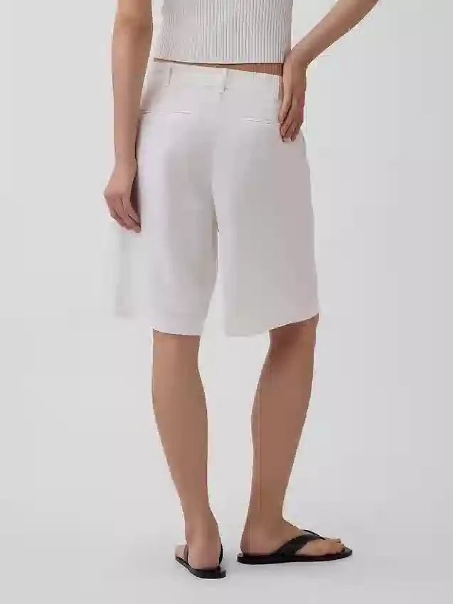 Short-shorts taille basse en mélange de lin, 9"