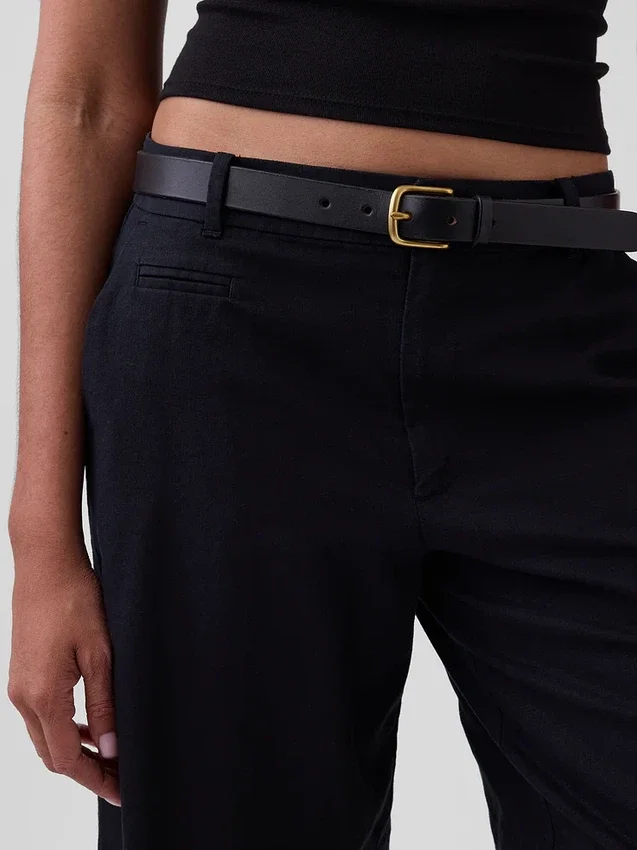 Short-shorts taille basse en mélange de lin, 9"