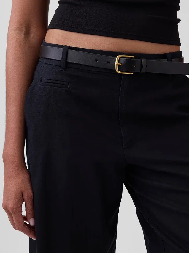 Short-shorts taille basse en mélange de lin, 9"