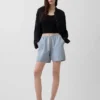 Shorts ample en mélange de lin, 6"