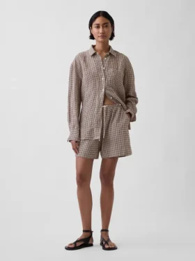 Shorts ample en mélange de lin, 6"