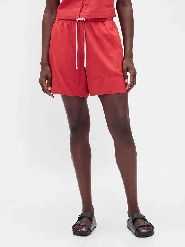 Shorts ample en mélange de lin, 6"