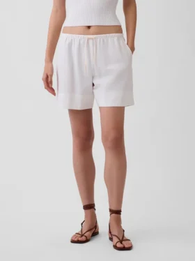 Shorts ample en mélange de lin, 6″