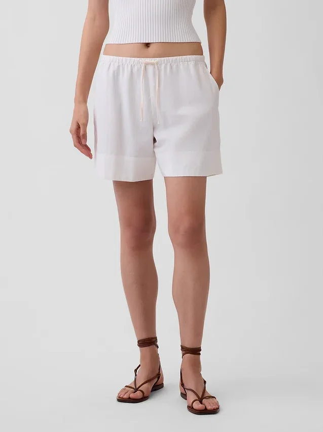 Shorts ample en mélange de lin, 6"