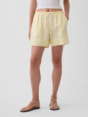 Shorts ample en mélange de lin, 6″