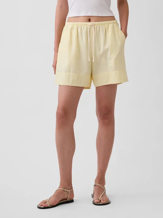 Shorts ample en mélange de lin, 6"
