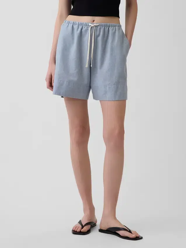 Shorts ample en mélange de lin, 6"