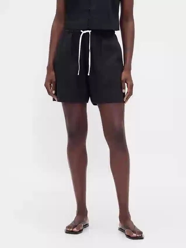 Shorts ample en mélange de lin, 6"