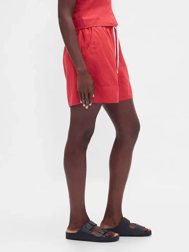 Shorts ample en mélange de lin, 6"