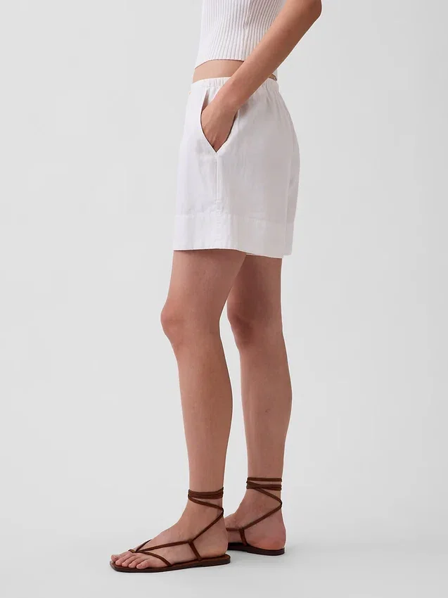 Shorts ample en mélange de lin, 6"