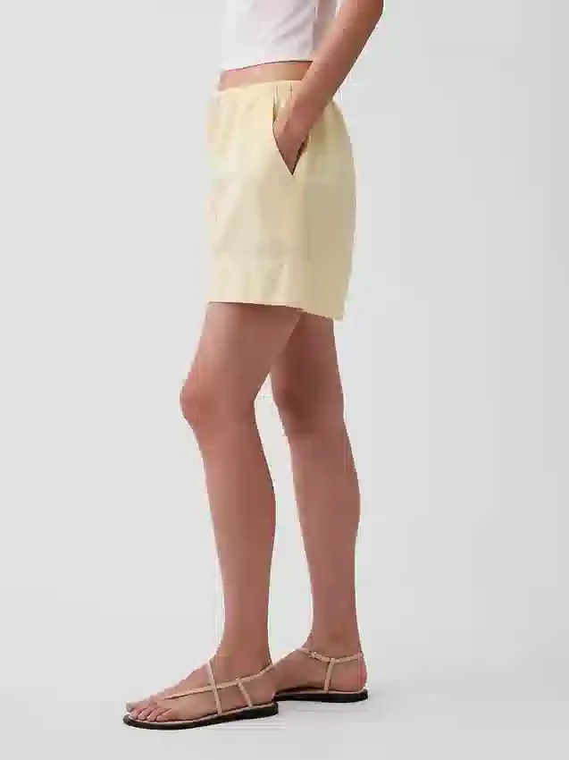 Shorts ample en mélange de lin, 6"