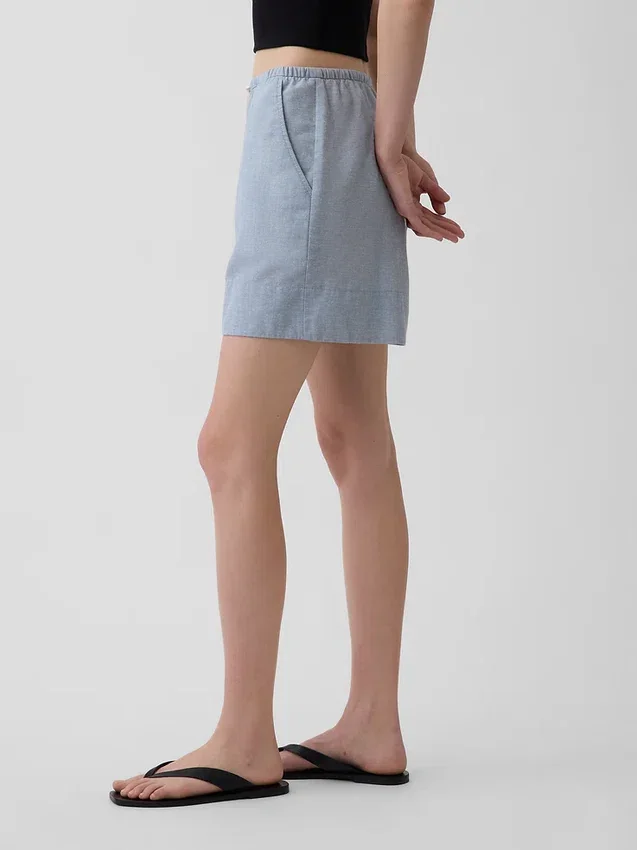 Shorts ample en mélange de lin, 6"