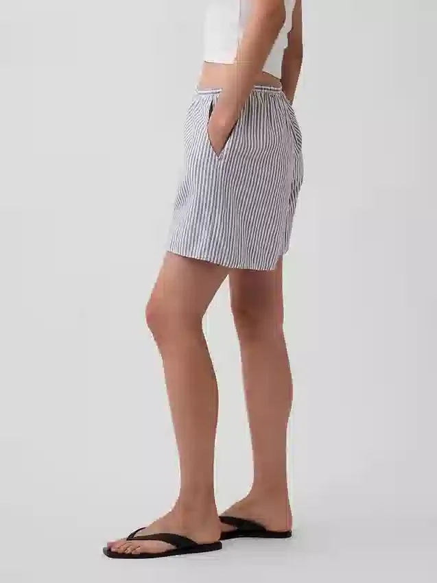Shorts ample en mélange de lin, 6"
