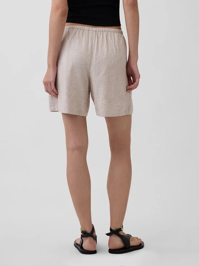 Shorts ample en mélange de lin, 6"
