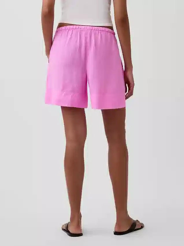 Shorts ample en mélange de lin, 6"