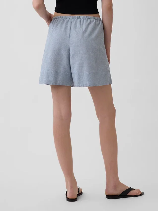 Shorts ample en mélange de lin, 6"