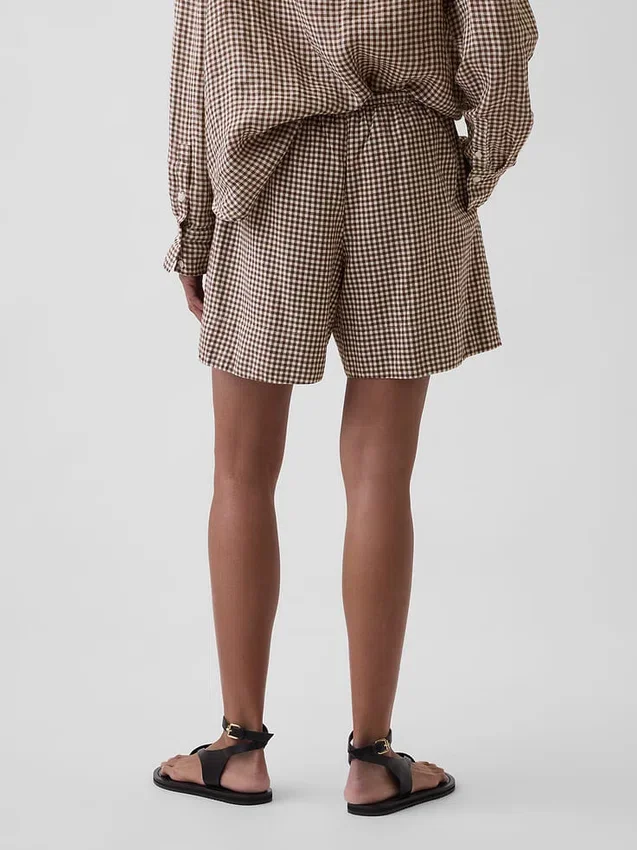 Shorts ample en mélange de lin, 6"