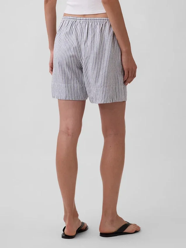 Shorts ample en mélange de lin, 6"