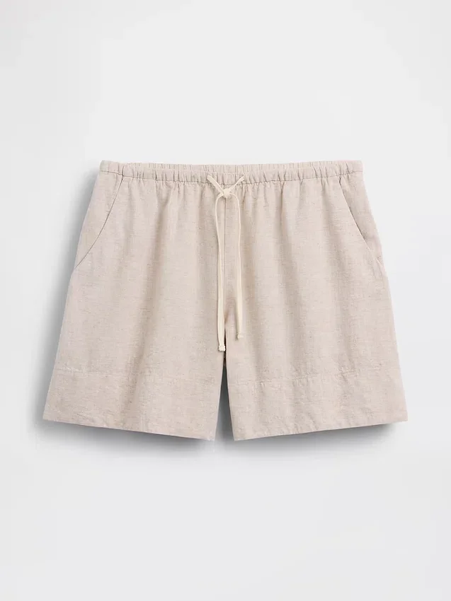 Shorts ample en mélange de lin, 6"