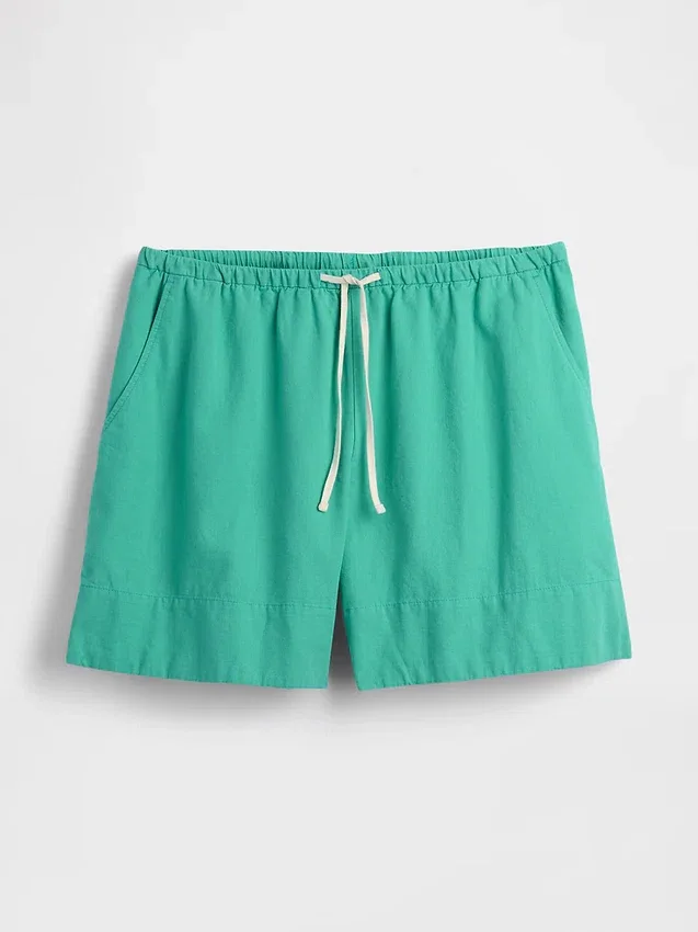 Shorts ample en mélange de lin, 6"