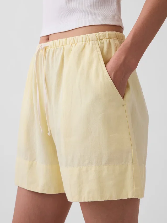 Shorts ample en mélange de lin, 6"