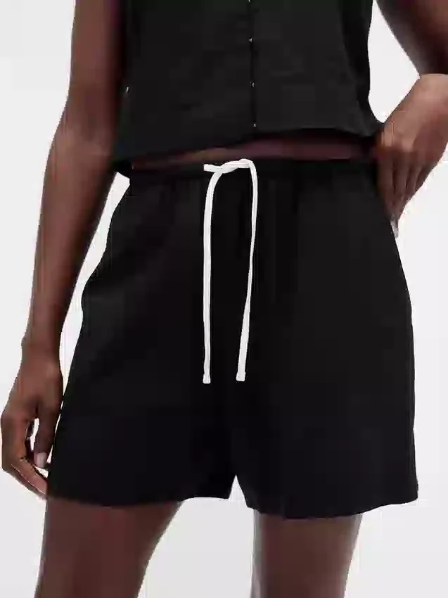 Shorts ample en mélange de lin, 6"