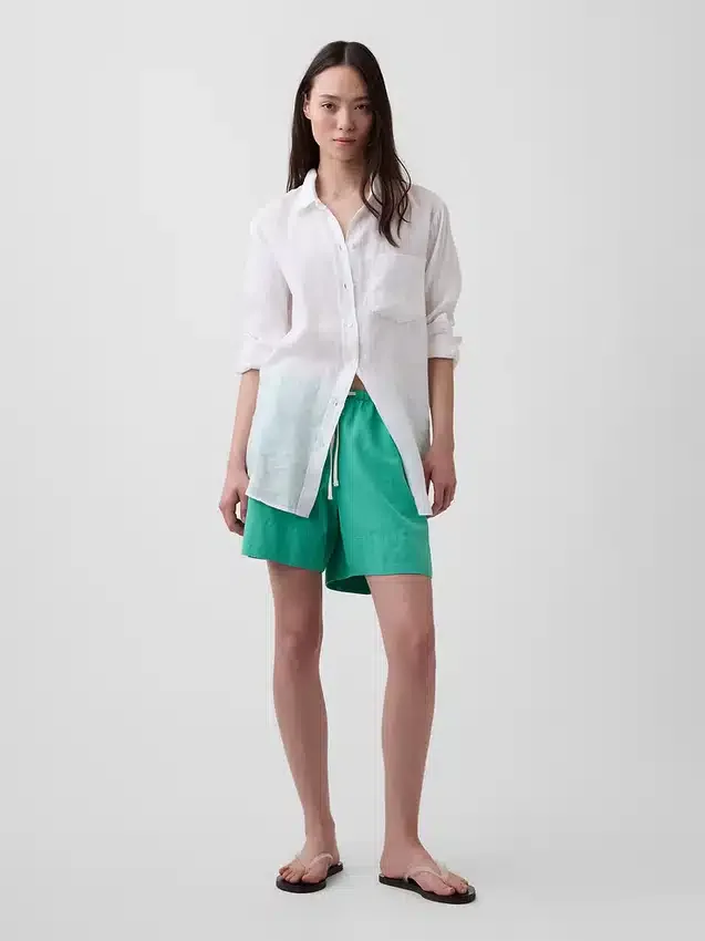 Shorts ample en mélange de lin, 6"