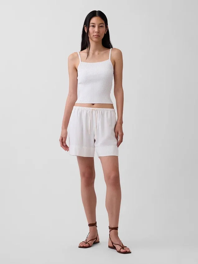 Shorts ample en mélange de lin, 6"