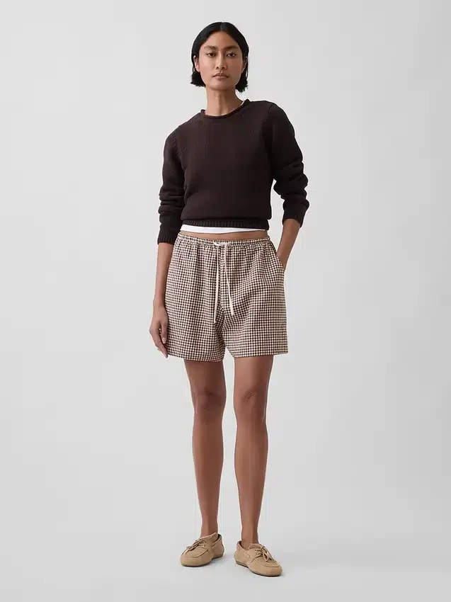 Shorts ample en mélange de lin, 6"