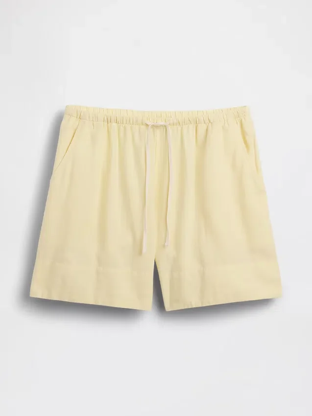 Shorts ample en mélange de lin, 6"